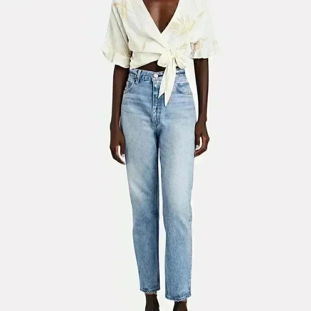 NWOT Moussy Vintage Glen High Rise Straight Leg Light Wash Jeans Size 31
